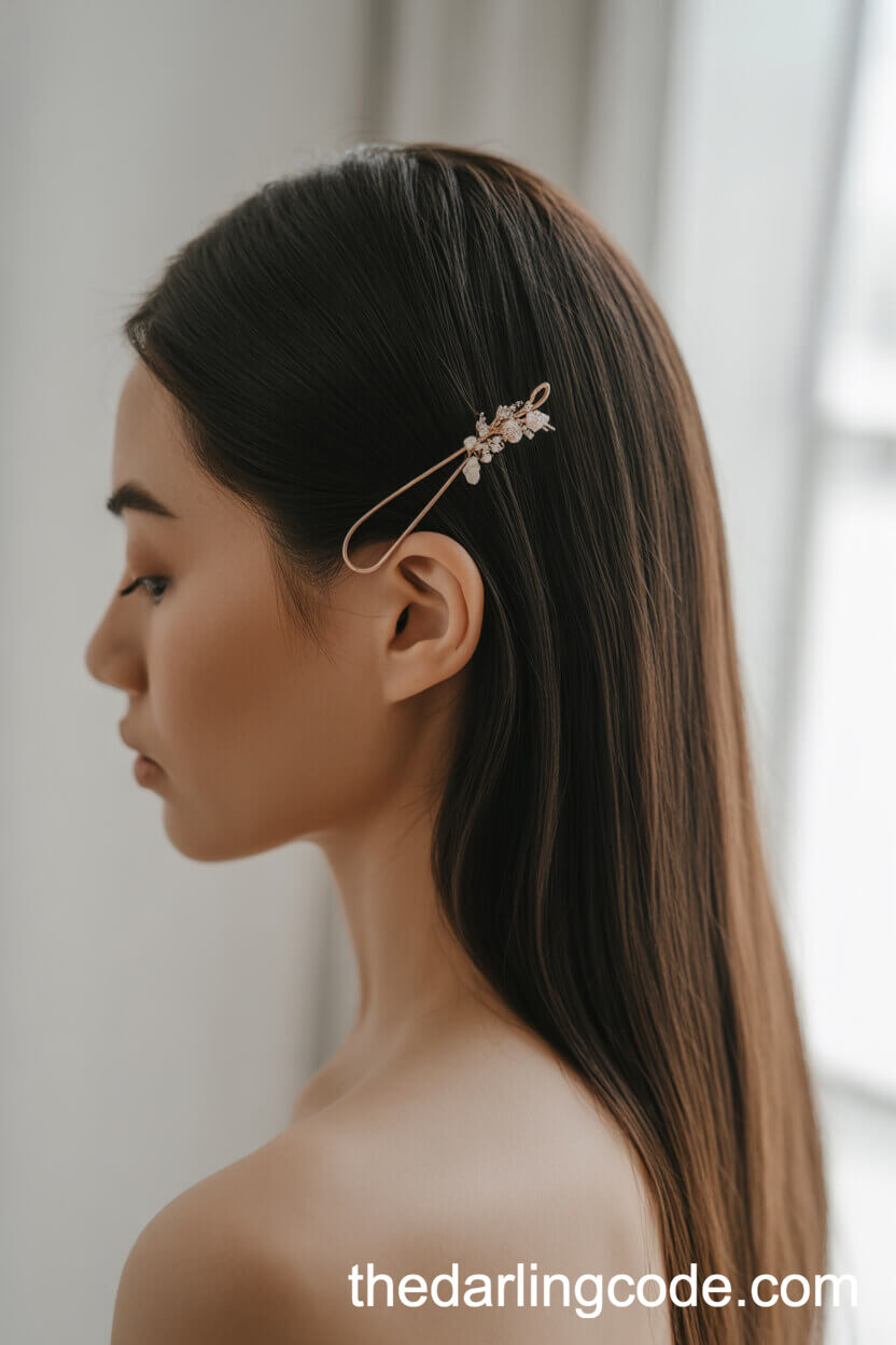 Minimalist Straight Half-Up With Hairpin