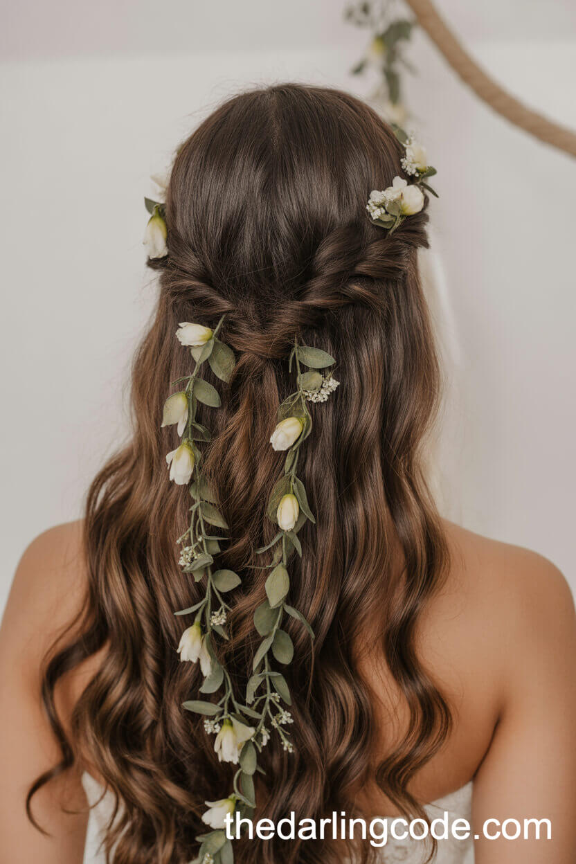 Half-Up With Cascading Floral Vine