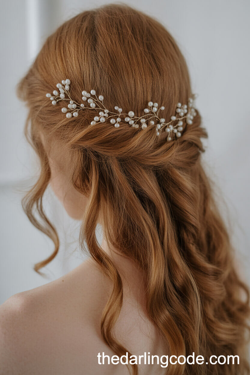 Half-Up With Delicate Bridal Hair Vine