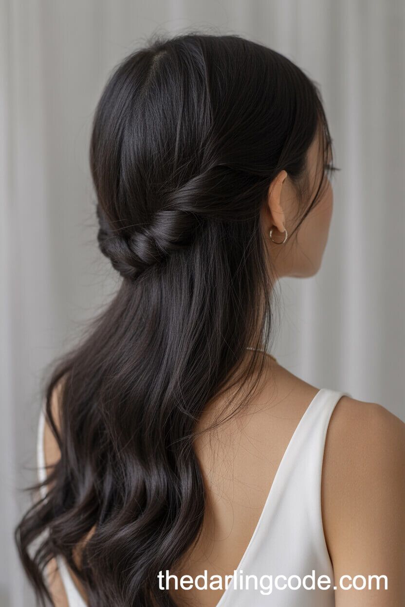 Twisted Half-Up With Flowing Waves