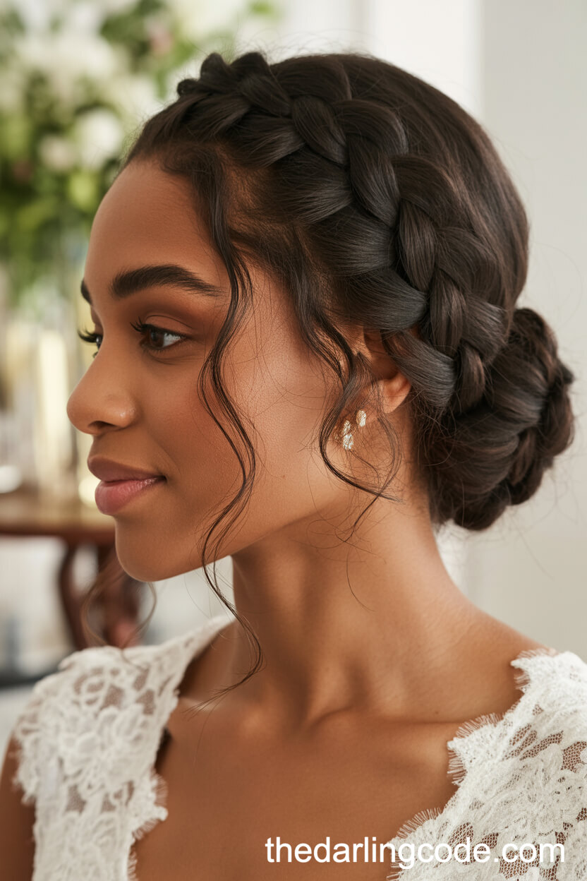 Braided Crown Updo With Loose Strands