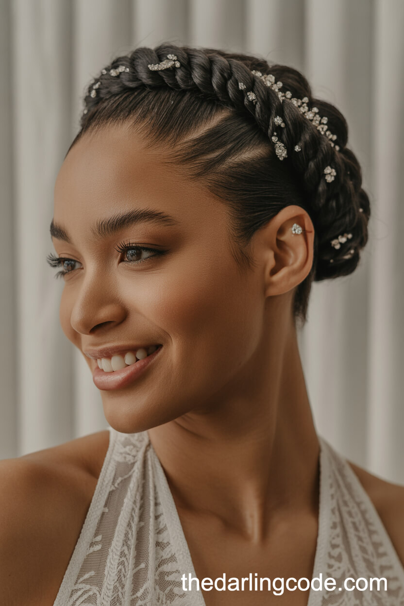 Twisted Crown Braid Tapered Cut