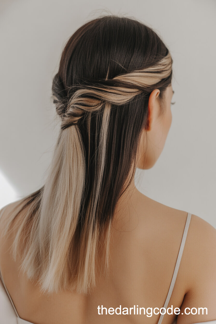 Sleek Half Up Ponytail With Balayage Highlights