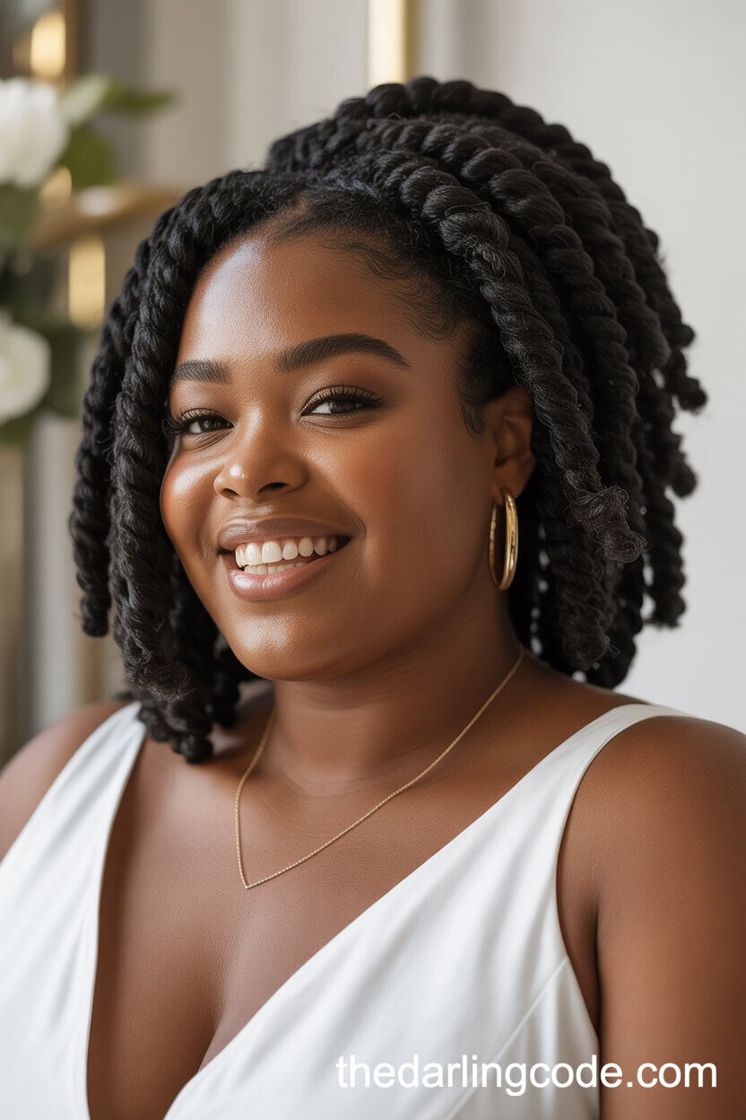 Layered Twists Half Updo For Natural Hair
