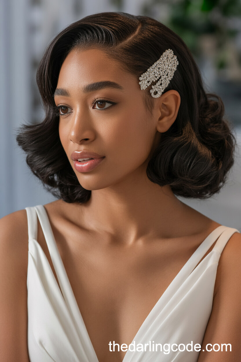 Hollywood Waves Half Up With Jeweled Clip