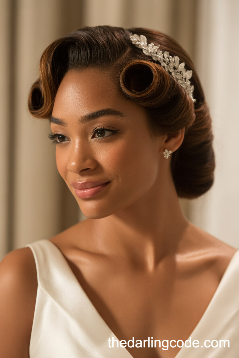 Vintage-Inspired Rolled Half Up Half Down Hairstyle