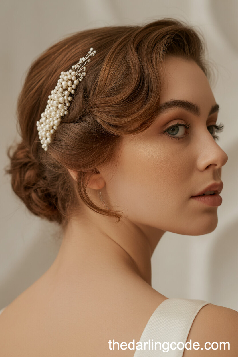 French Twist Inspired Half Up Half Down With Pearl Comb