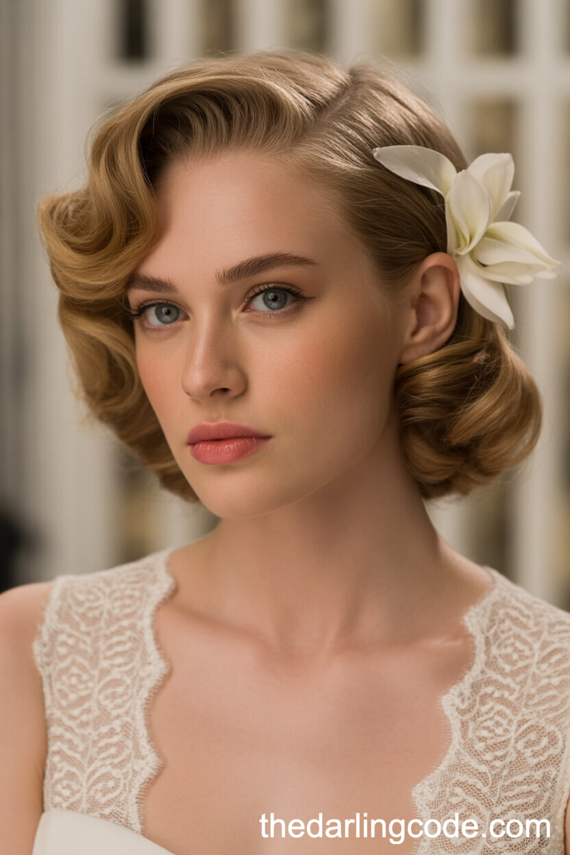 Vintage Hollywood-Inspired Half Up Half Down Waves