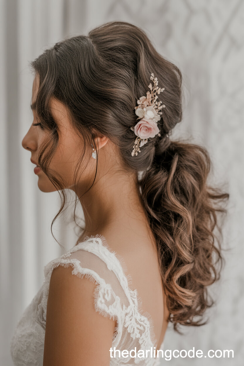 Romantic Wavy Ponytail With Face-Framing Tendrils