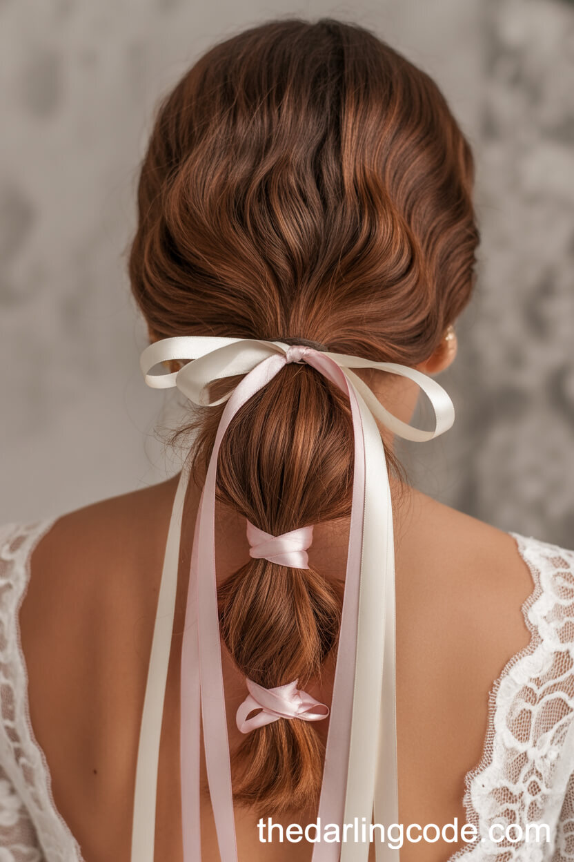 Satin Ribbon Mid-Height Ponytail