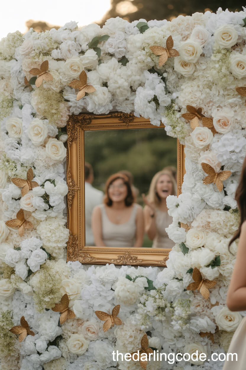 Luxurious White Rose And Gold Photo Booth Backdrop