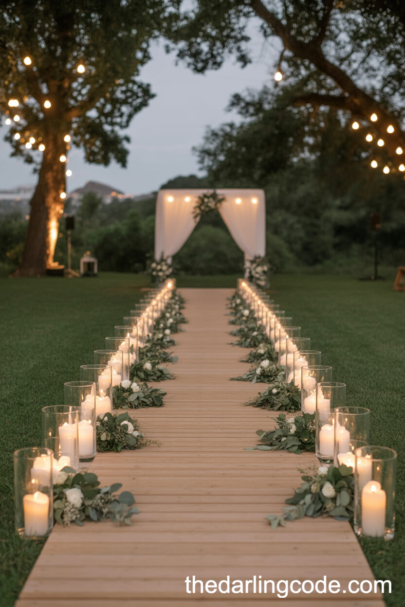 Intimate Woodland Ceremony With White Drapes