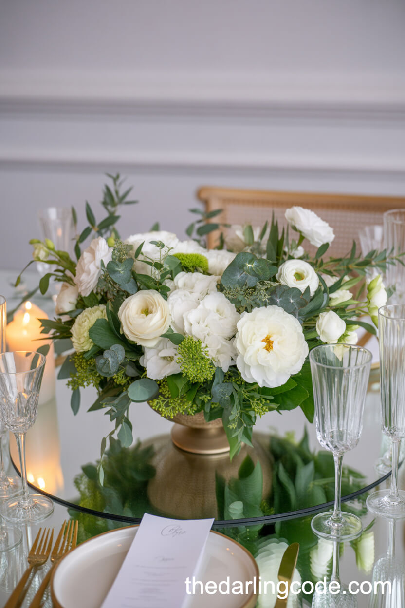 Upscale Crystal Table Setting With Lush Florals