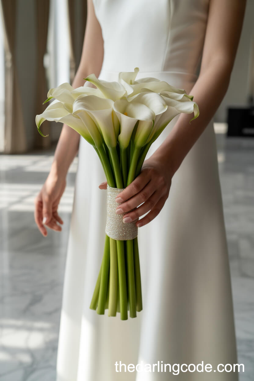 Elegant White Calla Lily Bridal Bouquet