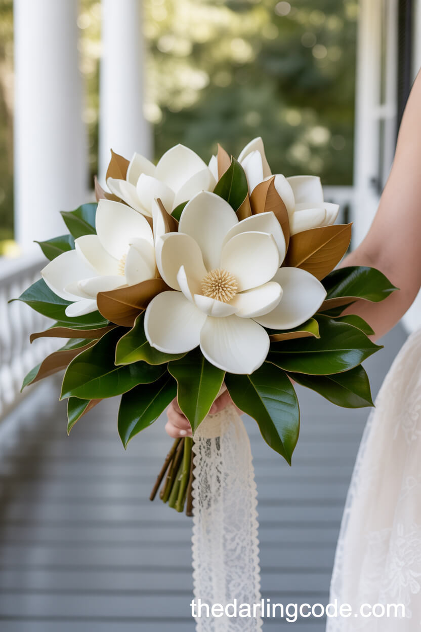 Southern-Inspired White Magnolia Bouquet