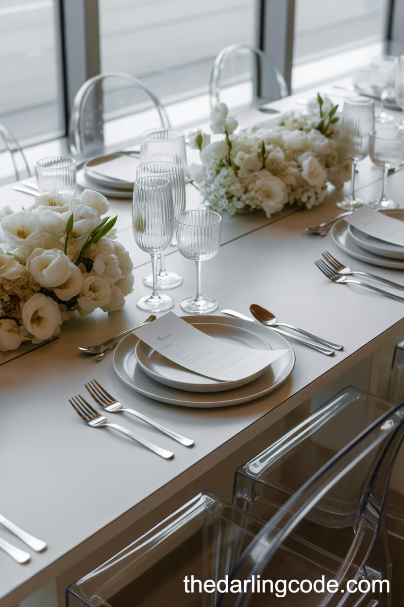 Minimalist White Tablescape By Sunlit Windows