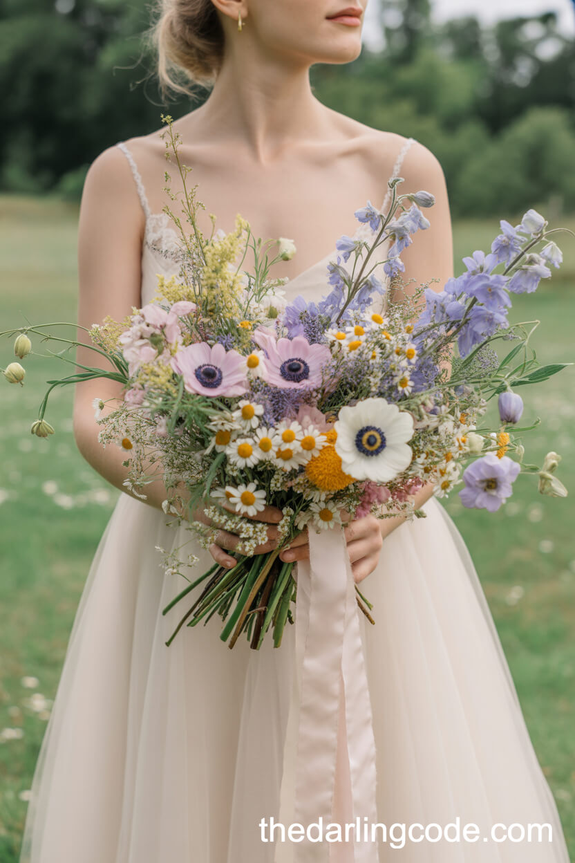 Pastel Spring Wildflower Bridal Bouquet
