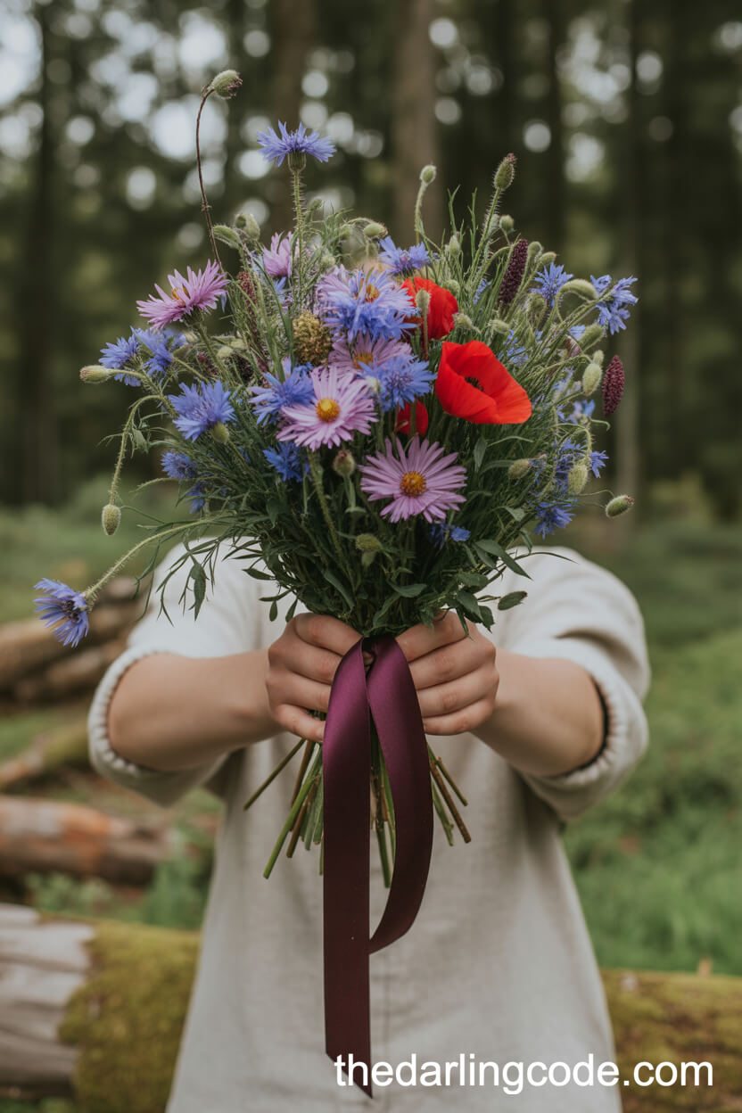 Dramatic Forest Wildflower Wedding Bouquet