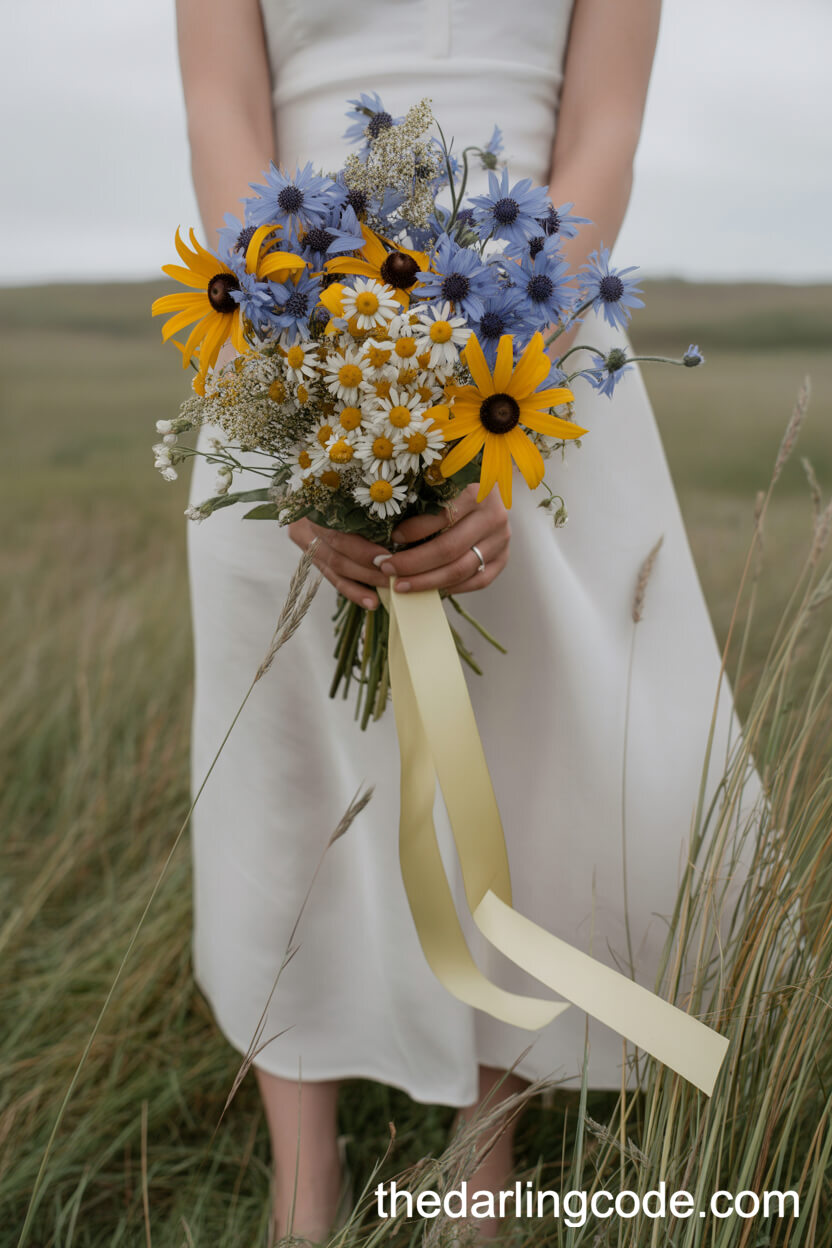 Prairie Blues And Yellow Wildflower Bouquet