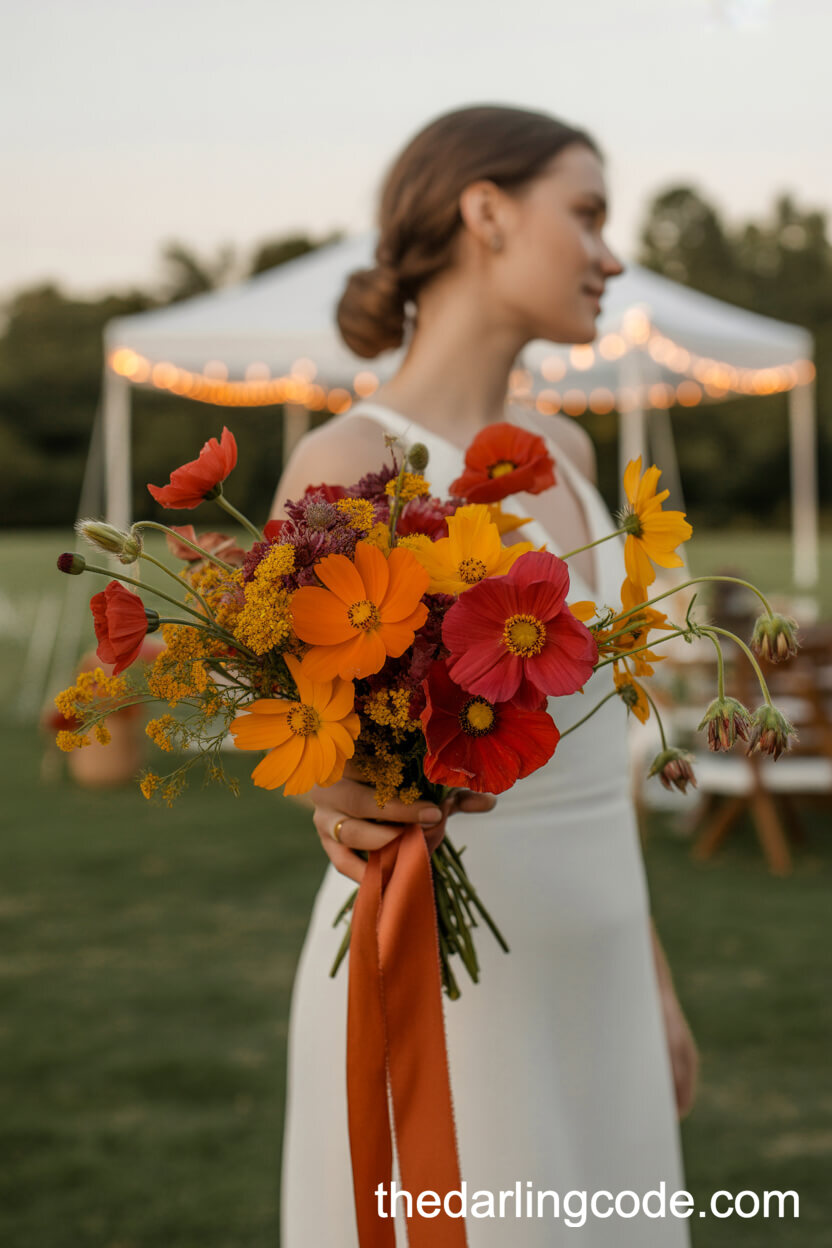 Golden Sunset Wildflower Bridal Bouquet