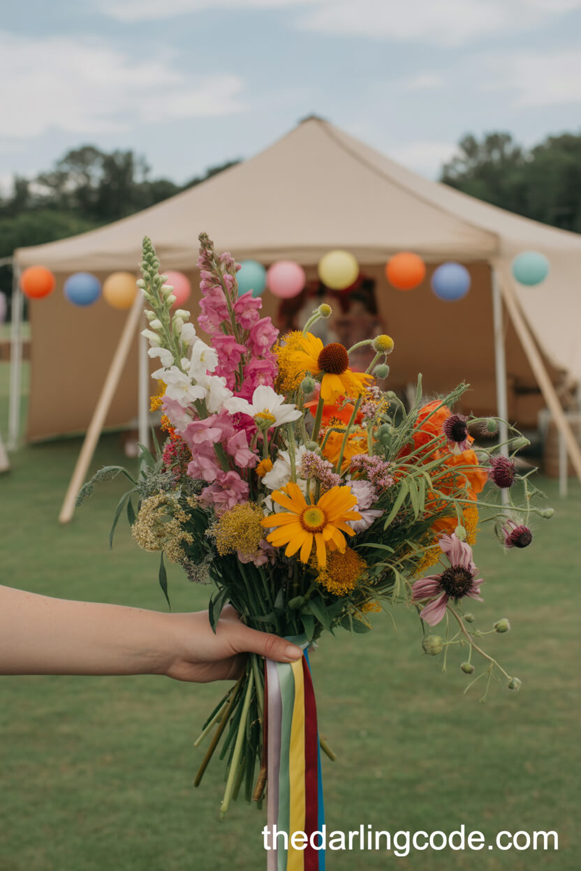 Festival-Inspired Rainbow Wildflower Bouquet