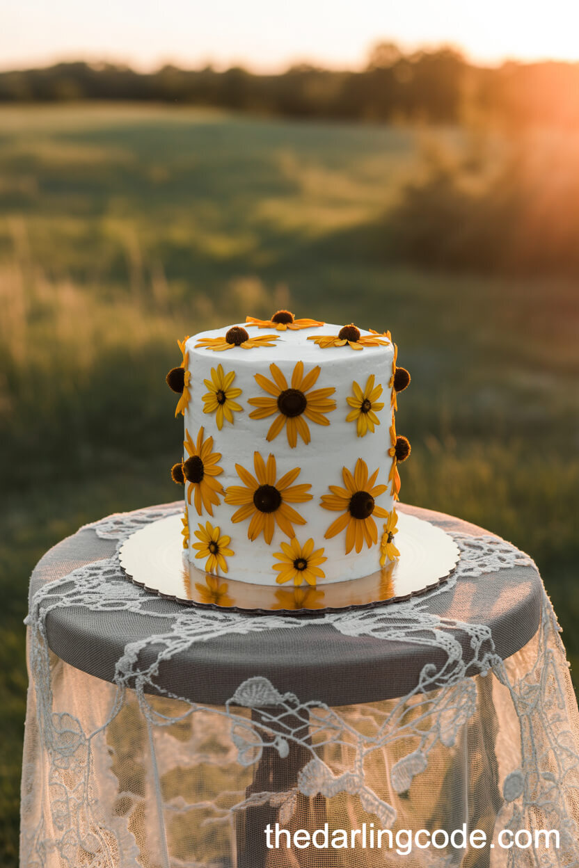 Prairie Wildflower Cake In Sunset Shades