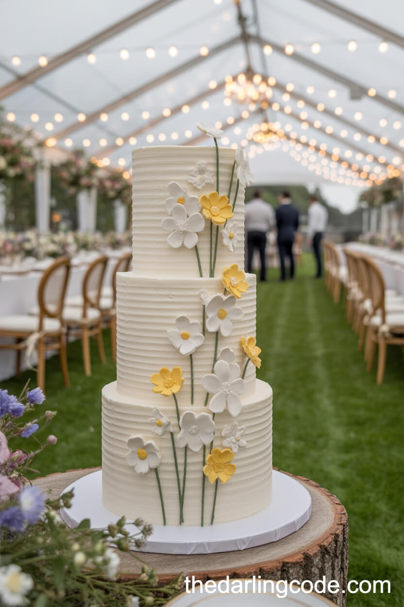 Vertical Cascade Wildflower Cake For Garden Weddings