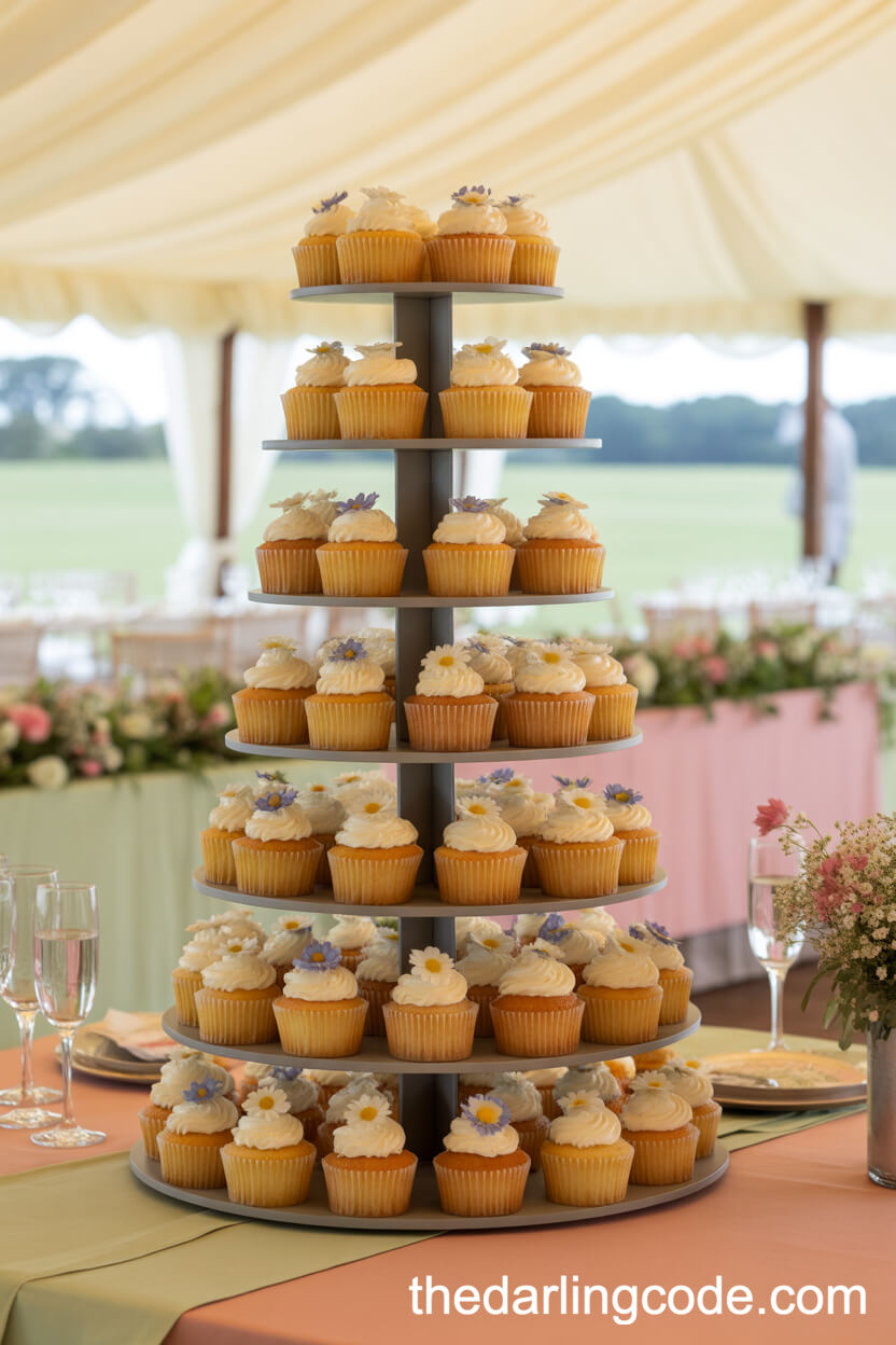 Wildflower Cupcake Tower Wedding Cake
