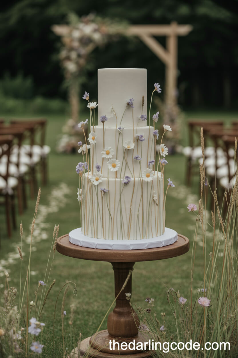 Meadow-Inspired Multi-Tier Cake With Sugar Wildflowers