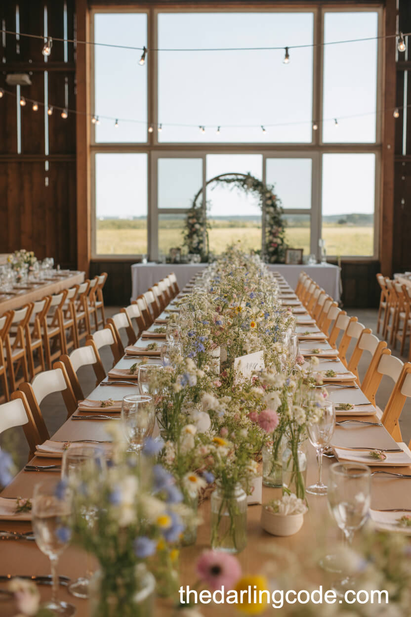 Soft Blue, Pink, Yellow, And White Palette For A Country Barn Reception
