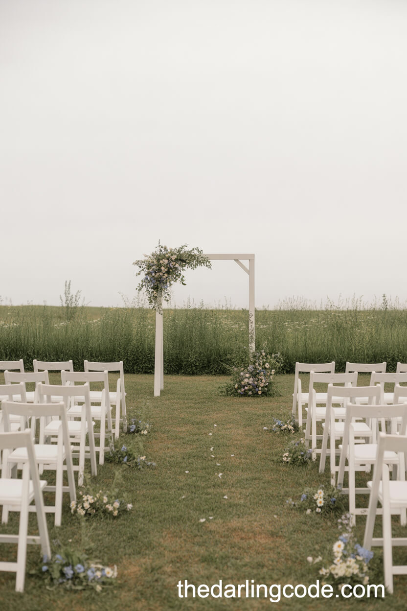 Minimalist Wildflower Palette With White, Pale Green, And Pops Of Color