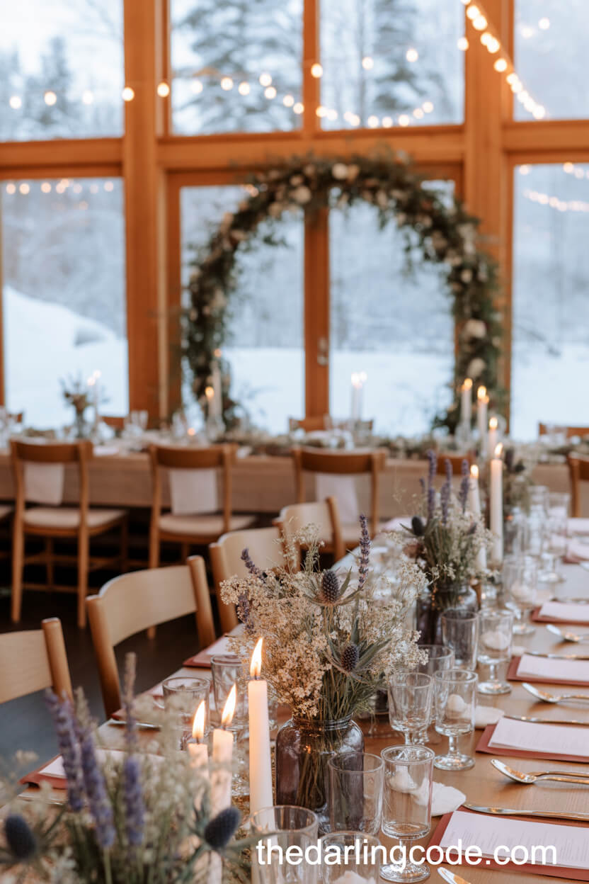 Winter Wildflower Palette With Lavender, White Statice, And Blue Thistle