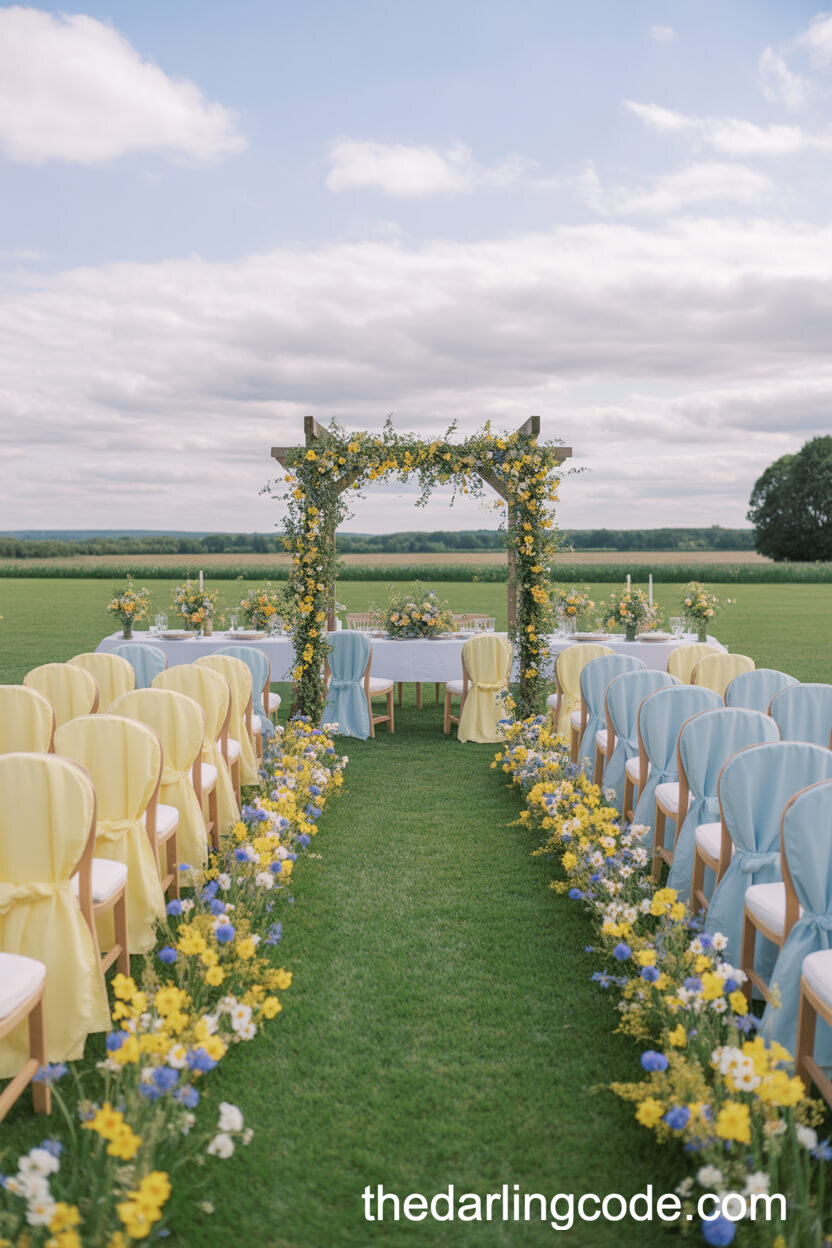 Yellow And Blue Wildflower Palette For A Summer Field Wedding