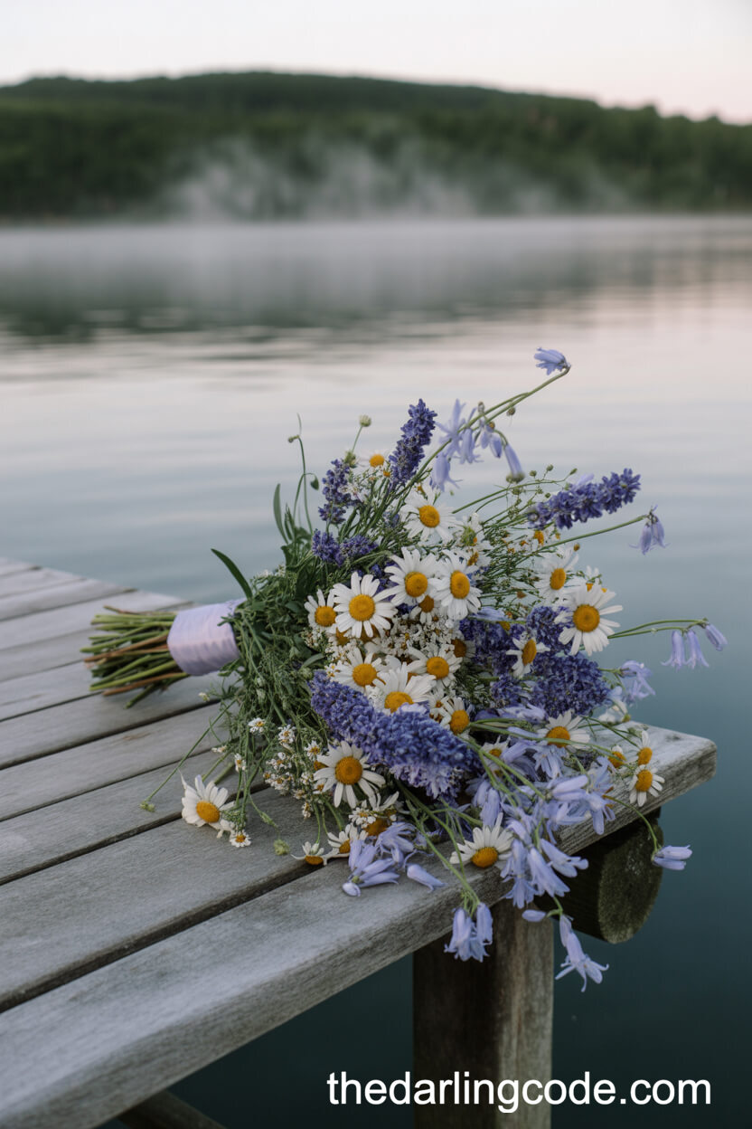 Lavender, Daisy, And Bluebell Lakeside Pastel Color Palette
