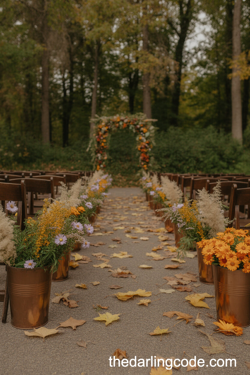 Rustic Autumn Path Palette With Asters, Goldenrod, And Zinnias