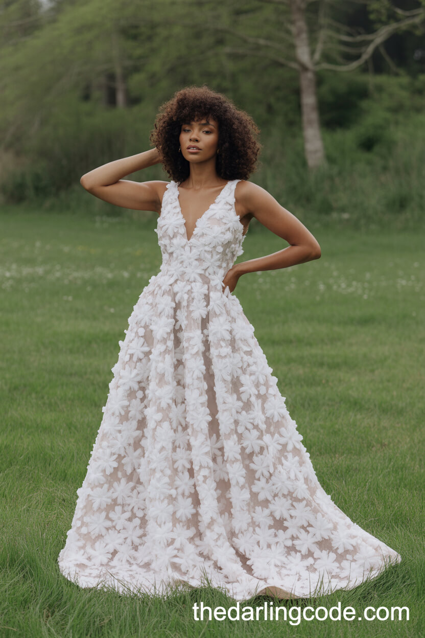 All-Over Wildflower Appliqué Dress