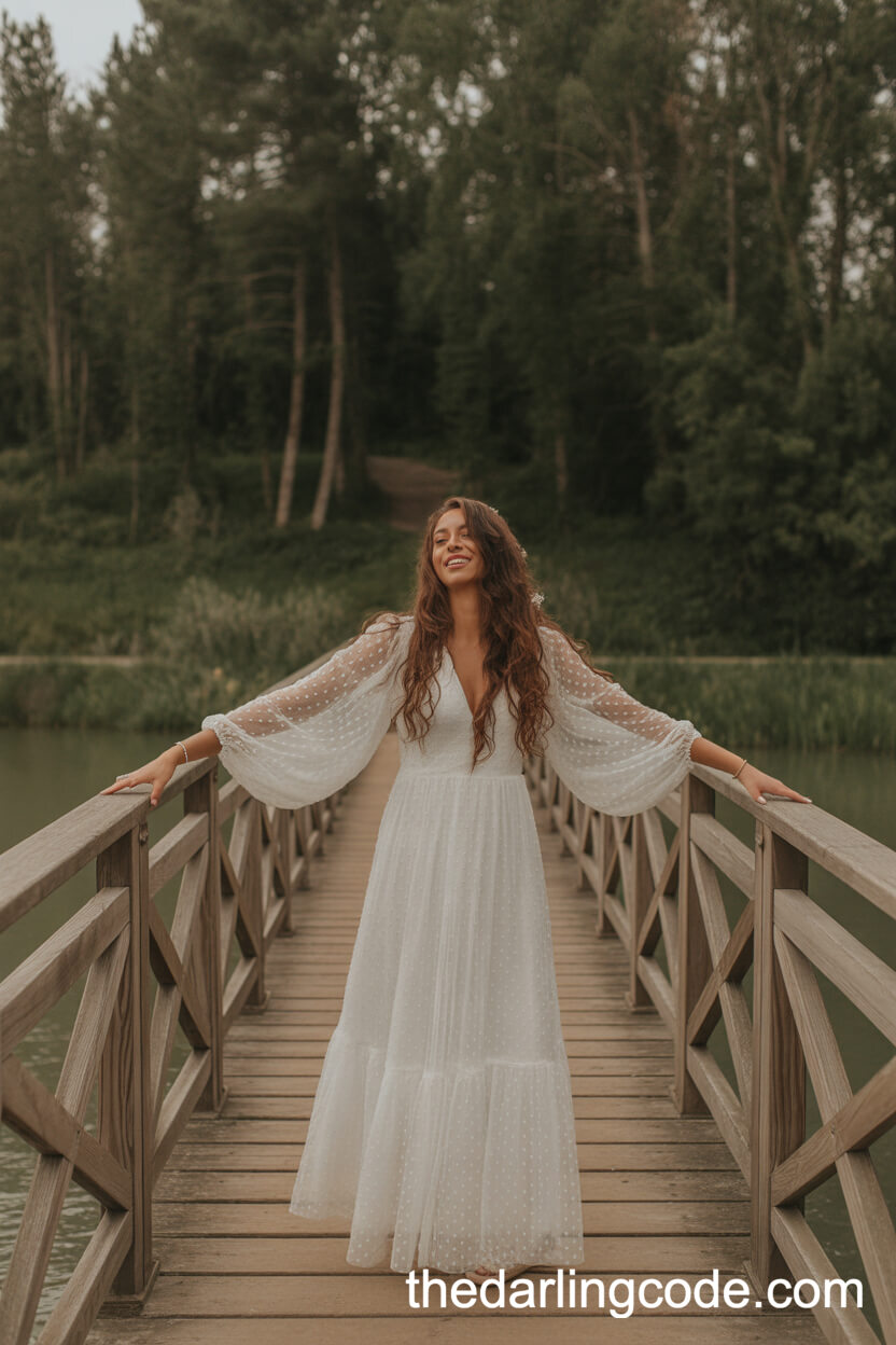 Boho Wildflower Sleeve Wedding Gown