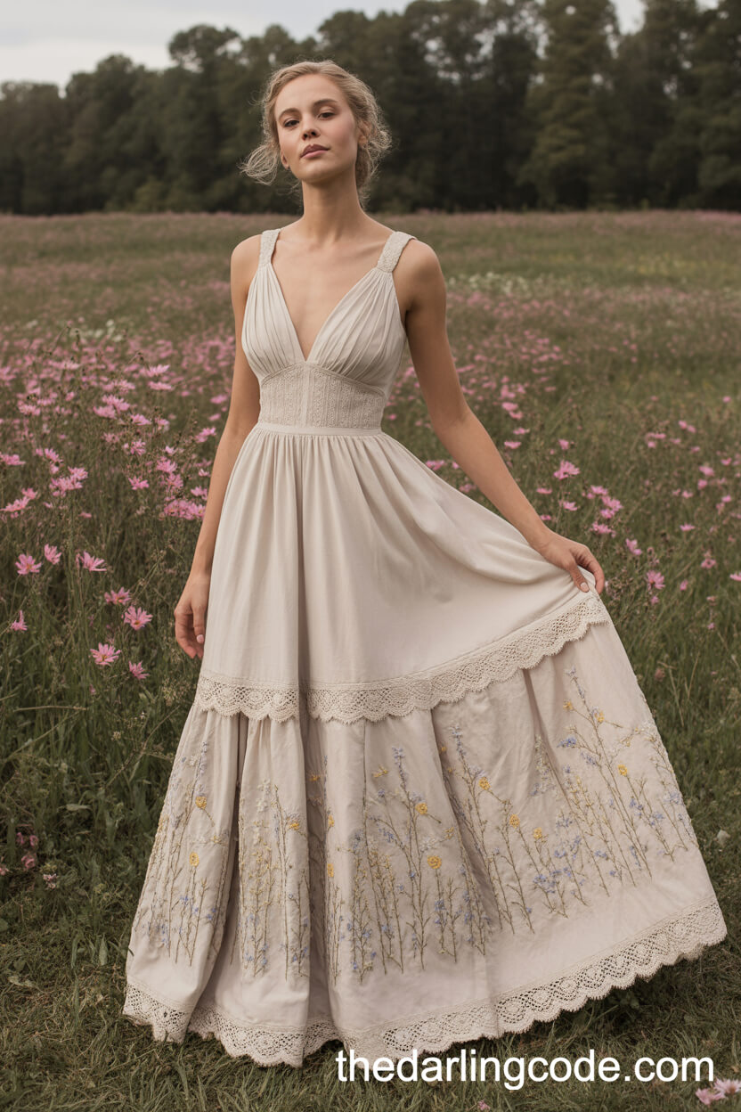 Vintage-Inspired Pastel Wildflower Dress