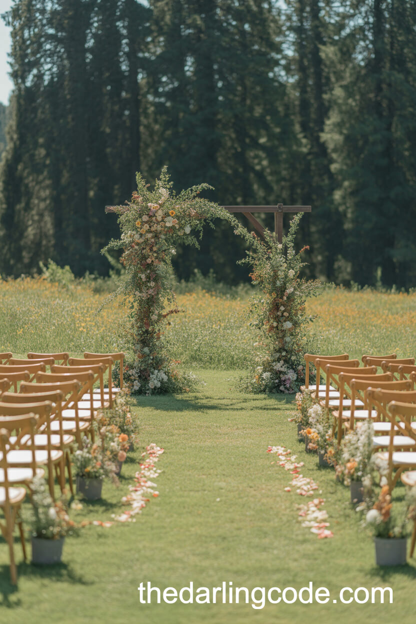 Meadow Ceremony With Wildflower Arch
