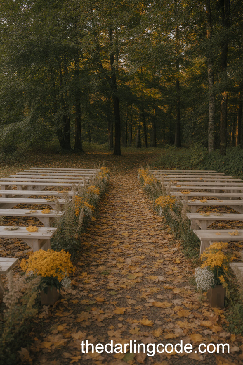 Forest Clearing Ceremony With Autumn Wildflowers