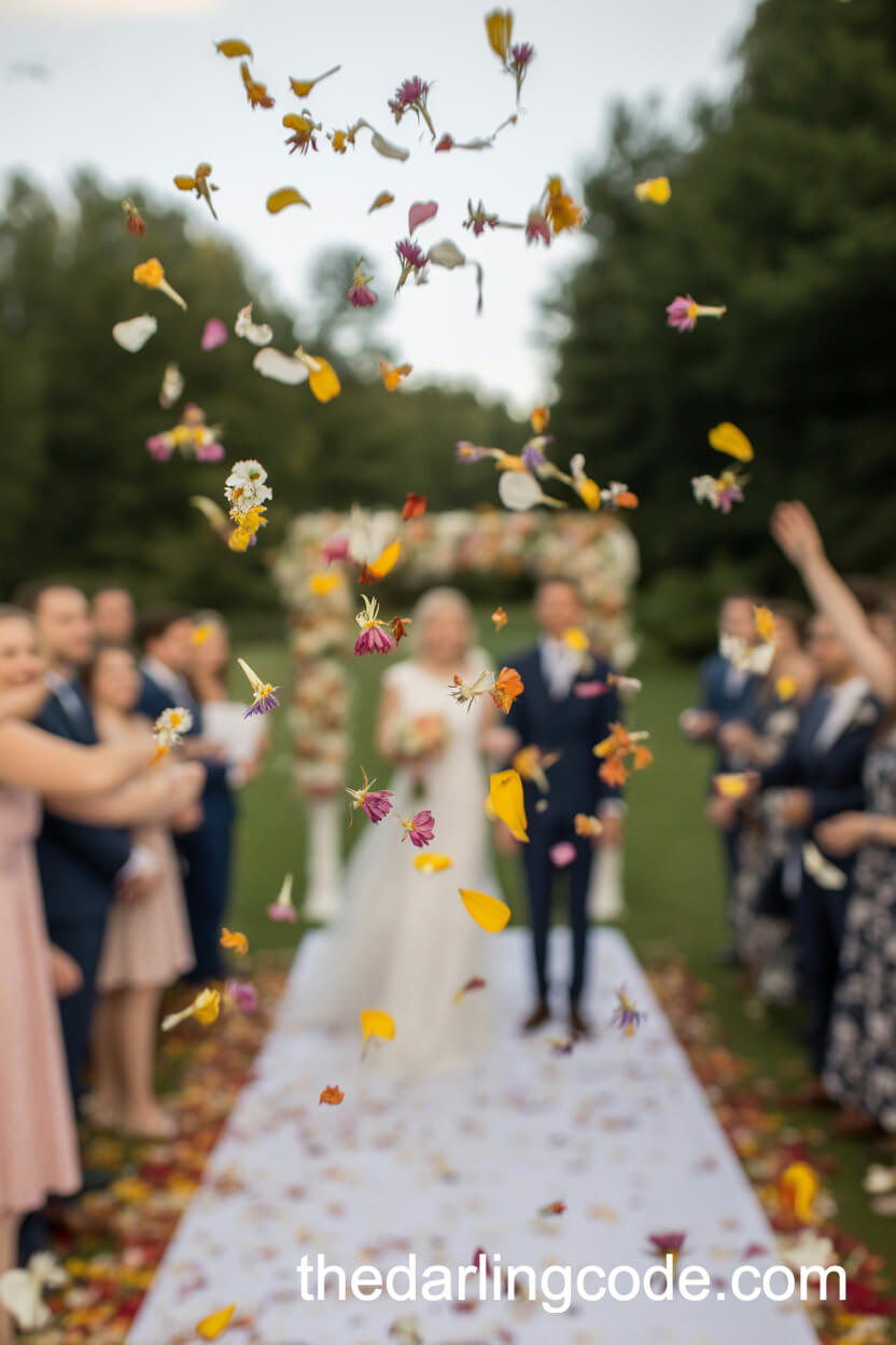 Wildflower Petal Toss Along The Wedding Aisle