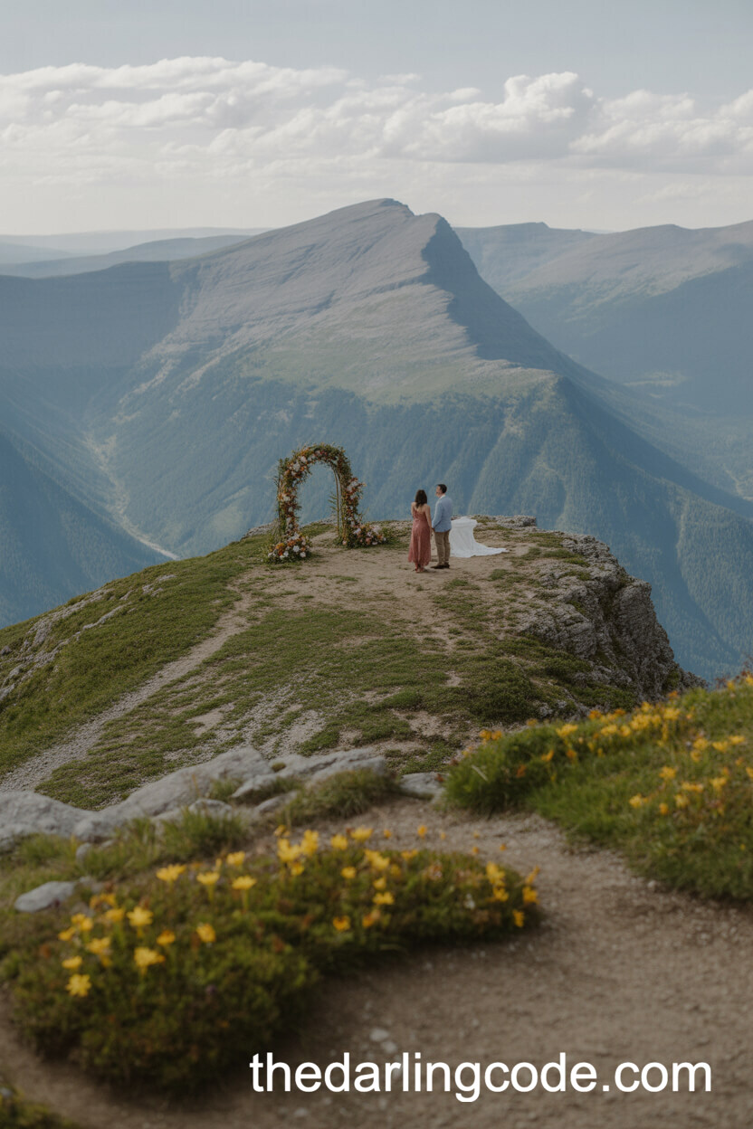 Mountaintop Elopement With Wildflower Arch