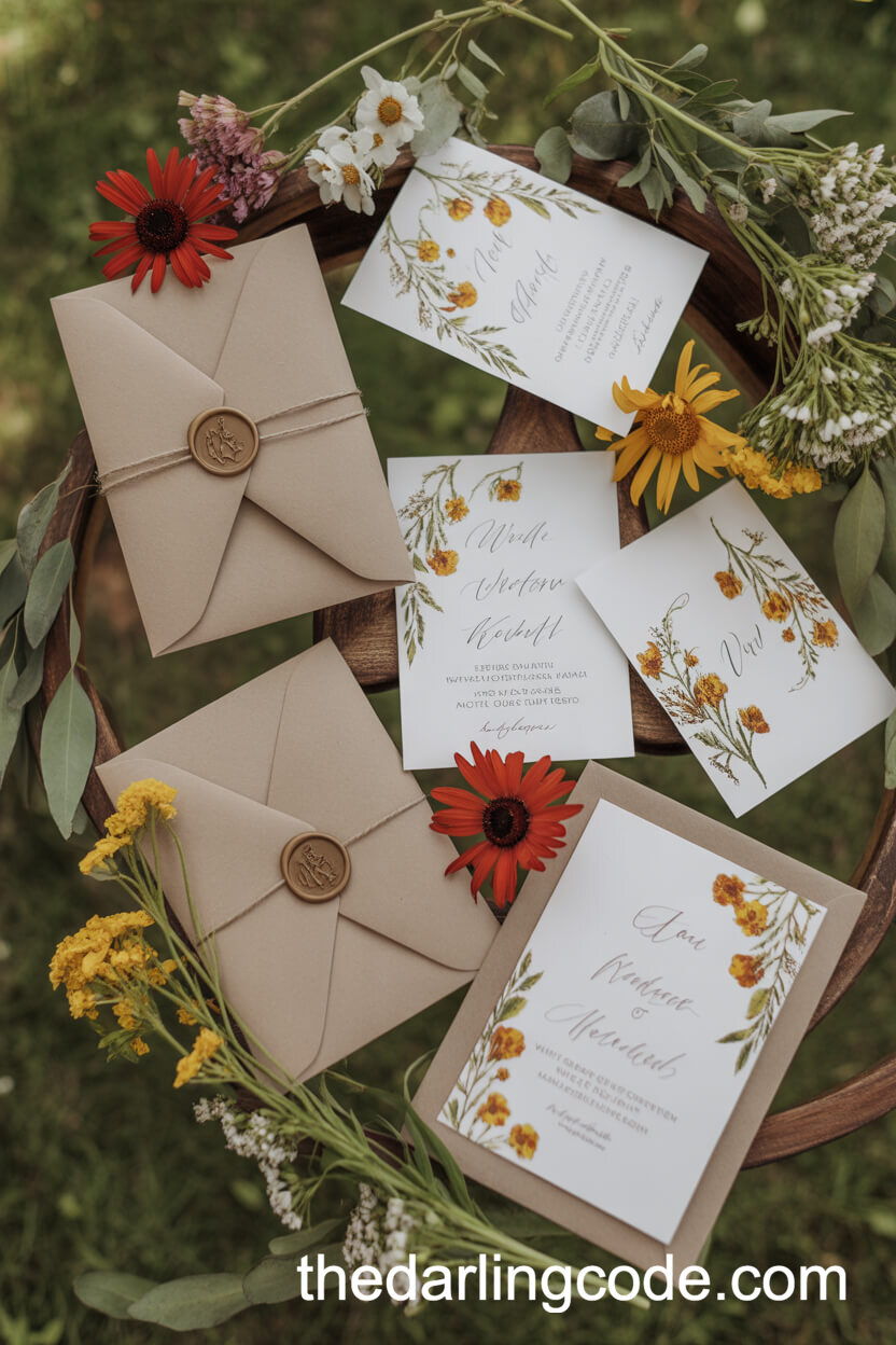 Hand-Painted Wildflower Wedding Invitations