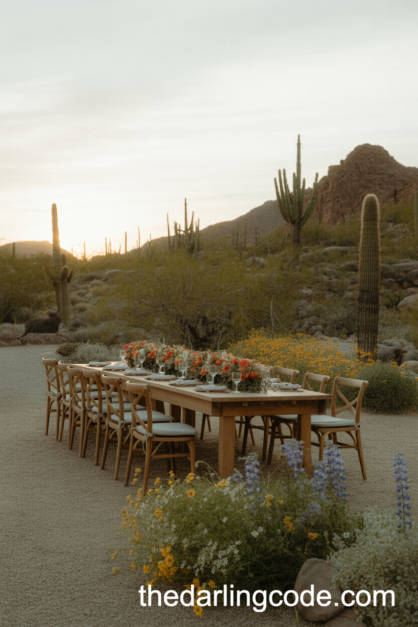 Desert Wildflower Reception At Sunset