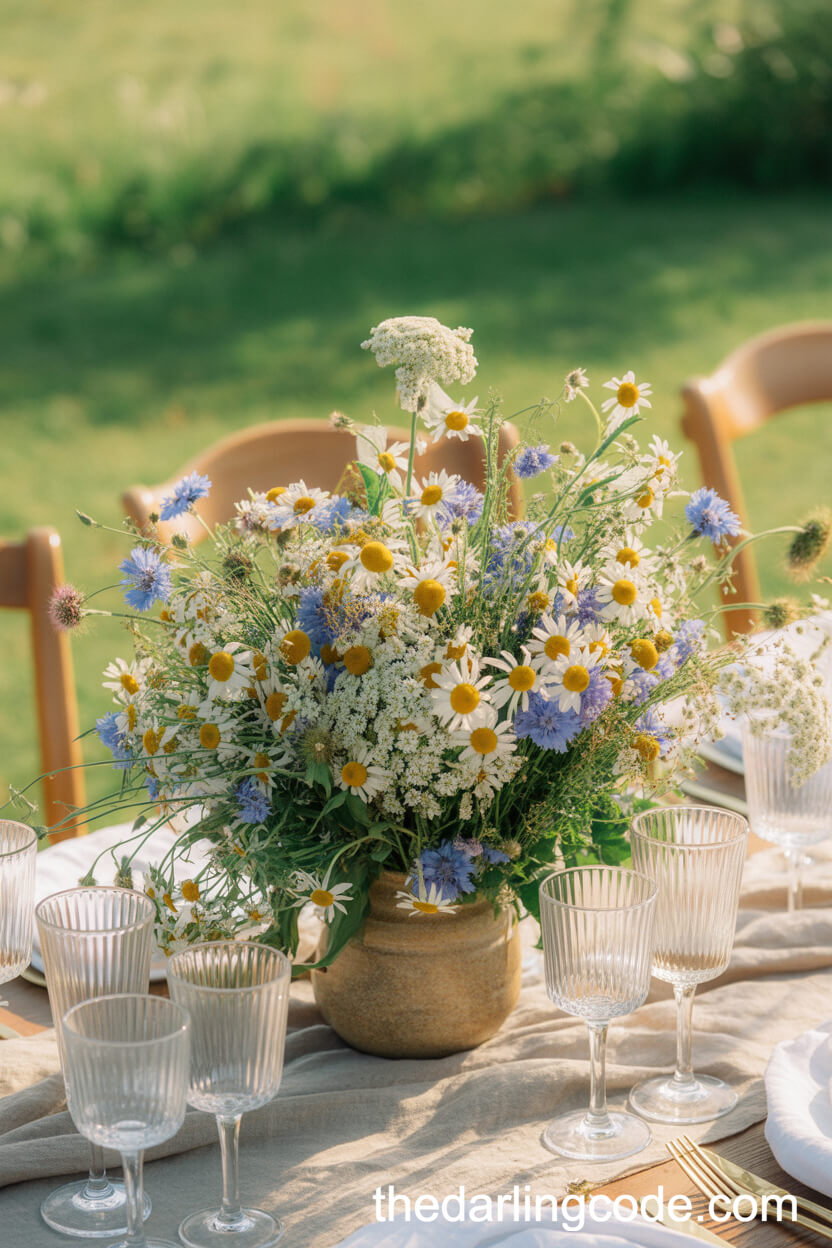 Wildflower Centerpieces For Outdoor Reception Tables