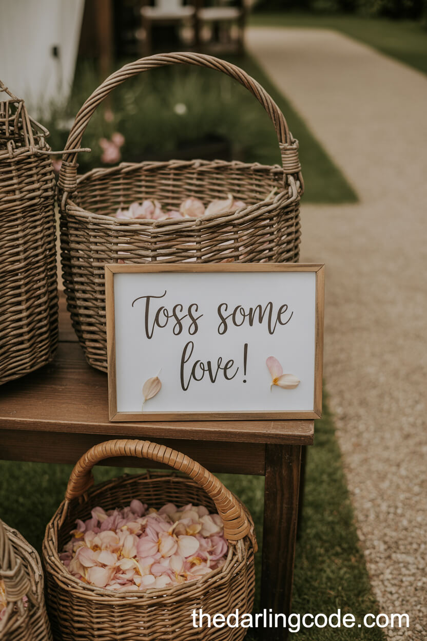 Wildflower Petal Toss Station At Reception Entrance