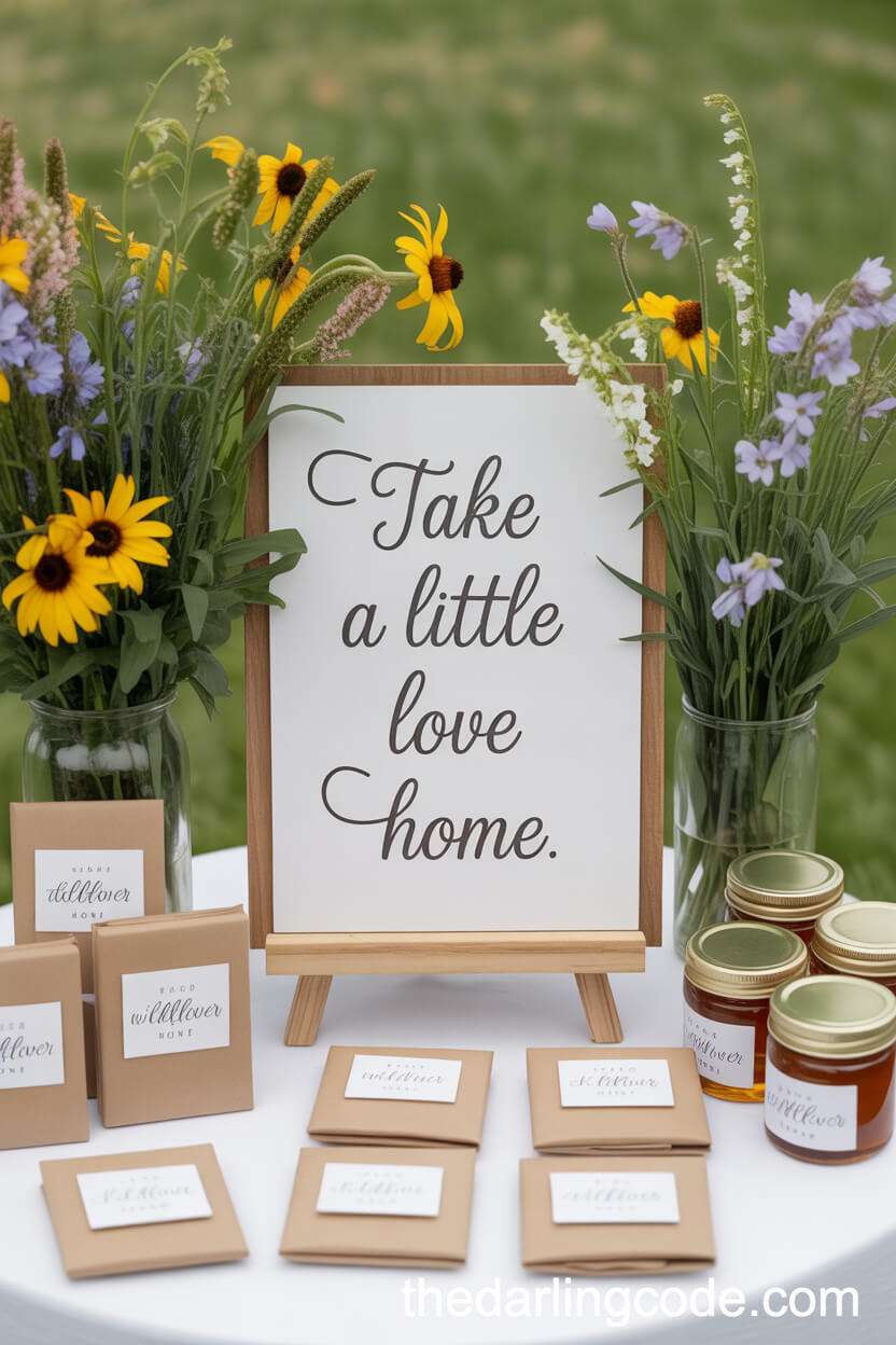 Favors Table With Wildflower-Themed Gifts