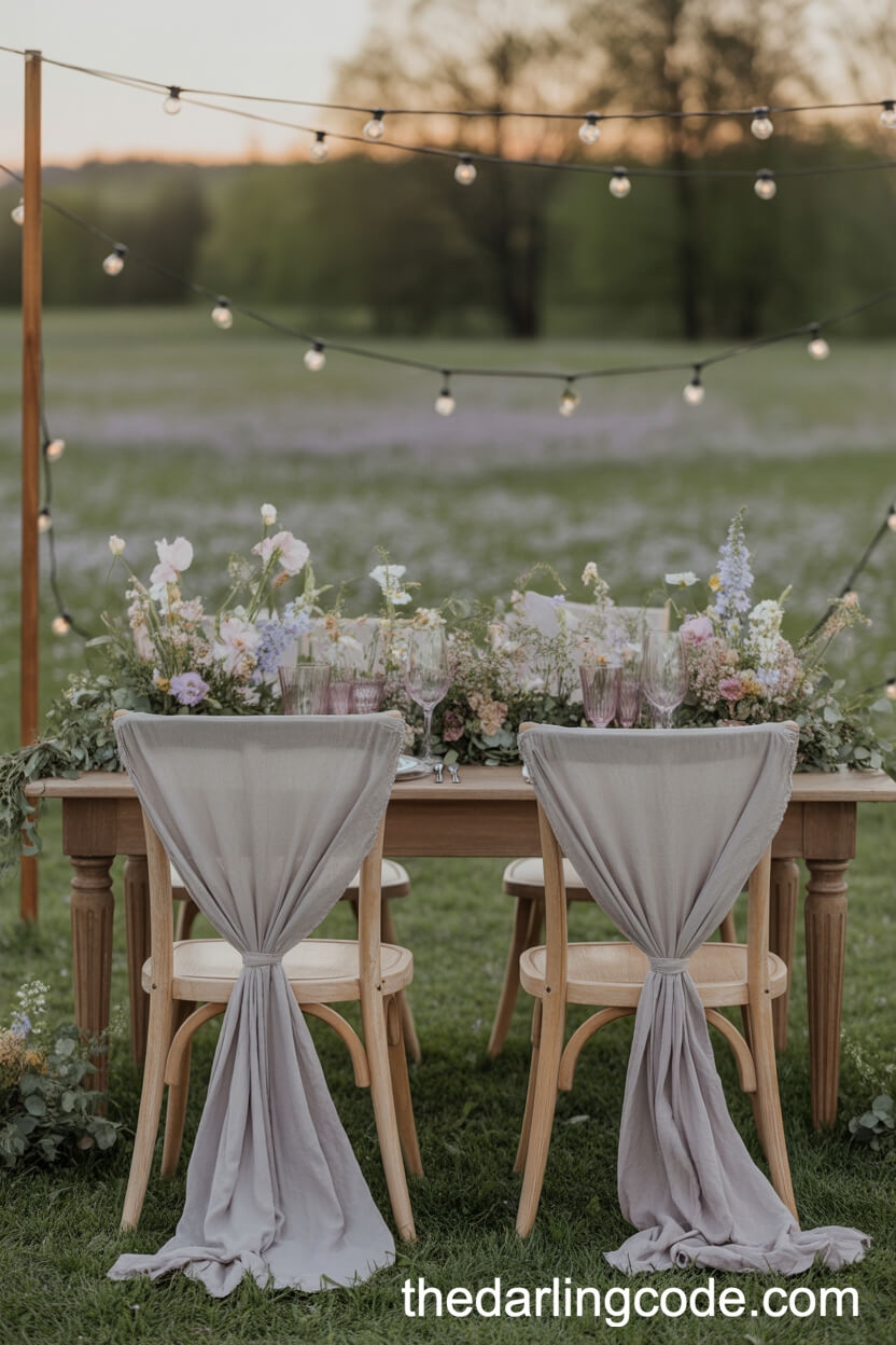 Sweetheart Table Decorated With Wildflowers