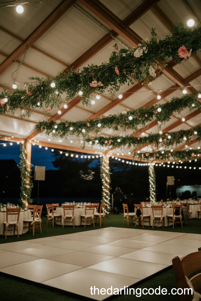 Hanging Wildflower Garlands Over The Dance Floor