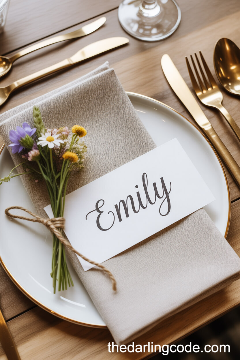 Place Settings With Fresh Wildflower Bundles